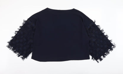 H&M Womens Blue Polyester Basic Blouse Size L Round Neck