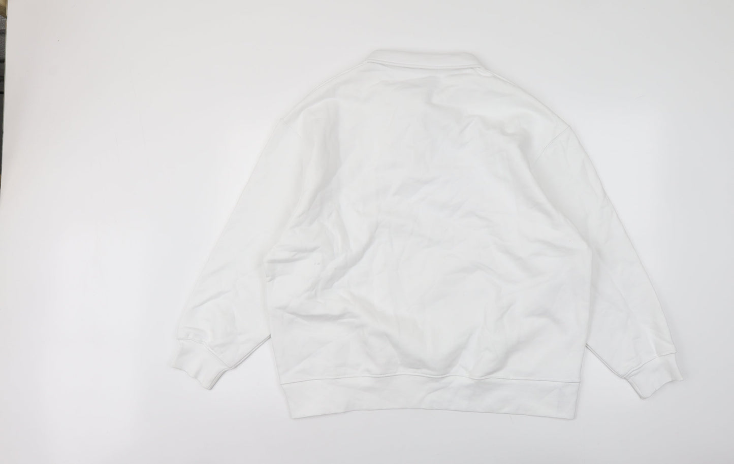 Zara Womens White Cotton Pullover Sweatshirt Size S Button