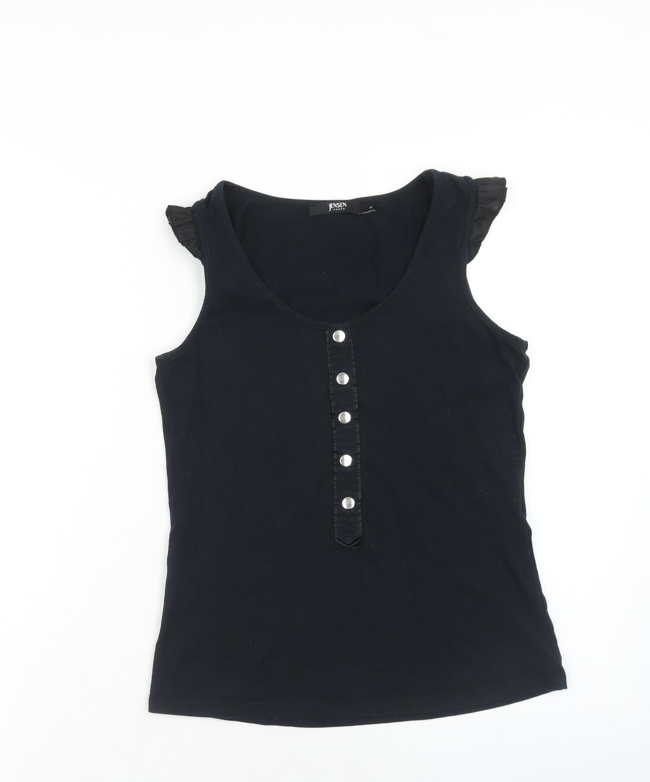 Jenson Womens Black Cotton Basic Tank Size S Scoop Neck