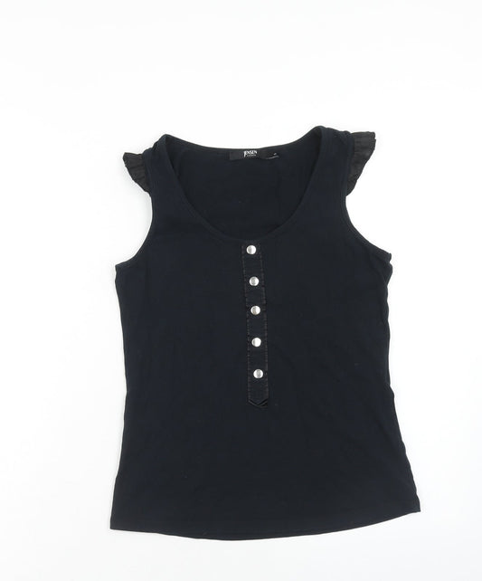 Jenson Womens Black Cotton Basic Tank Size S Scoop Neck