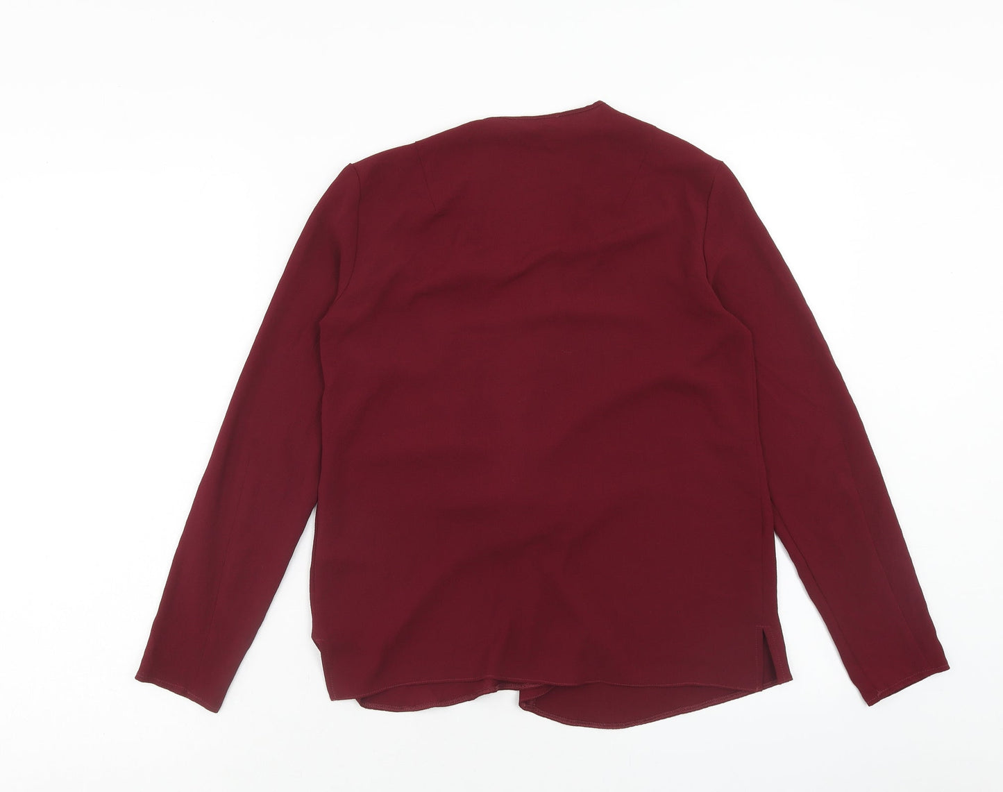Topshop Womens Red Polyester Basic Blouse Size 8 V-Neck