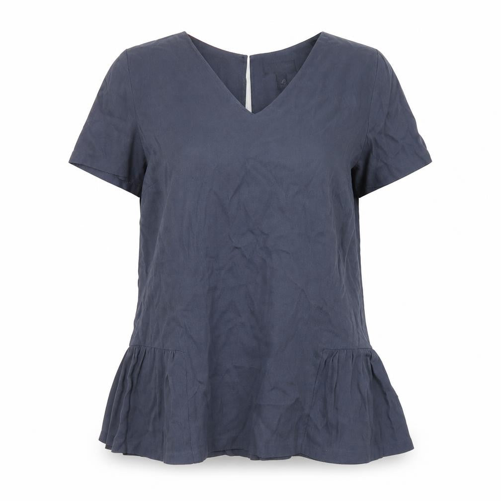 The White Company Womens Blue Viscose Basic Blouse Size 8 V-Neck