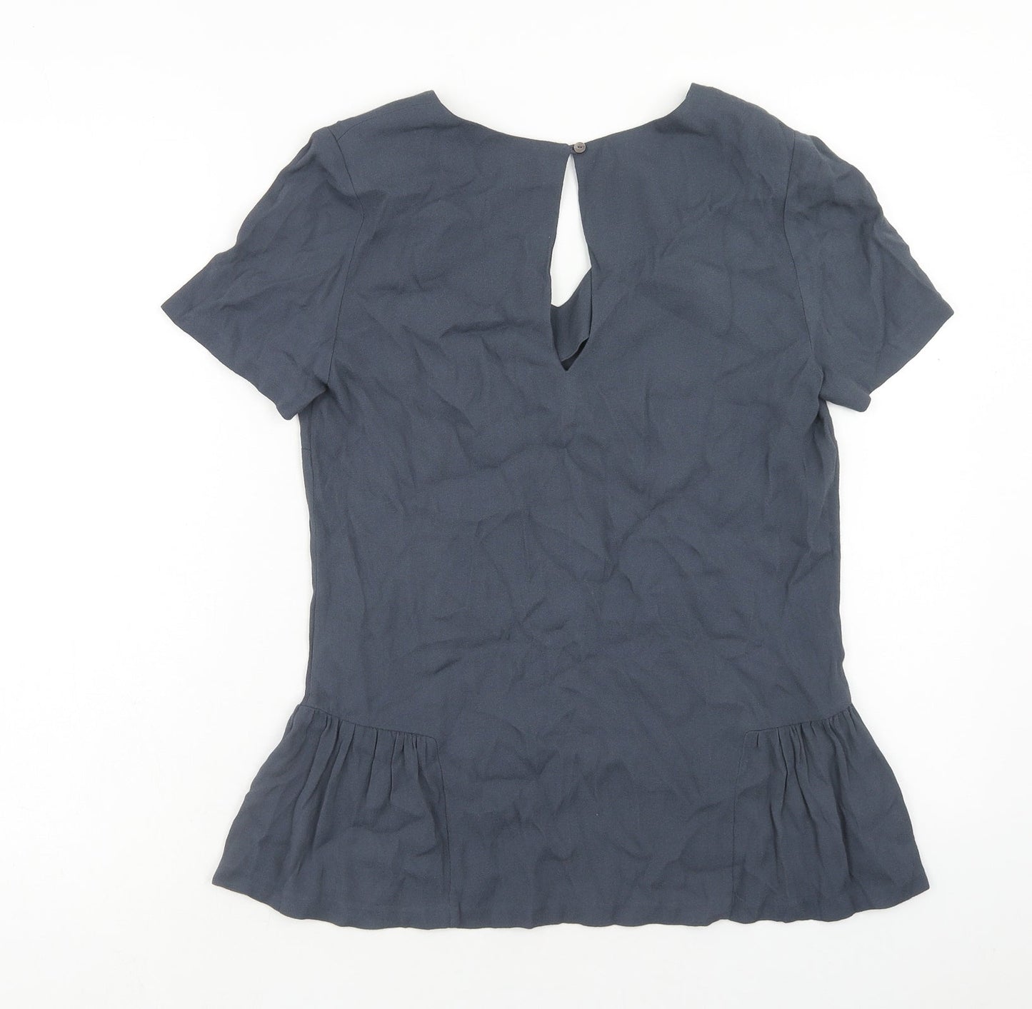 The White Company Womens Blue Viscose Basic Blouse Size 8 V-Neck