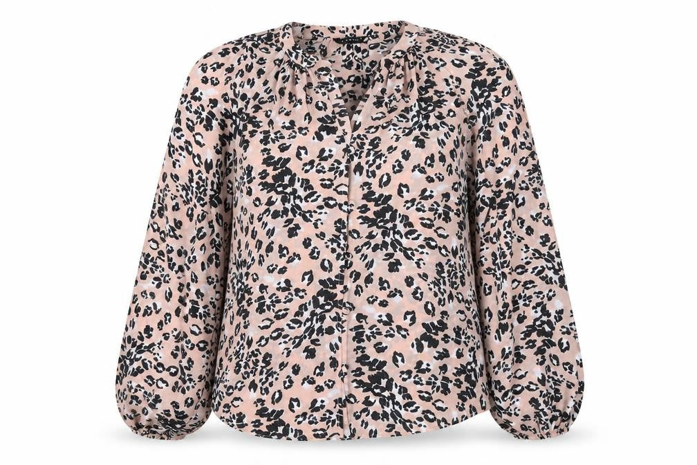 Et Vous Womens Pink Animal Print Polyester Basic Blouse Size 14 V-Neck - Leopard Print