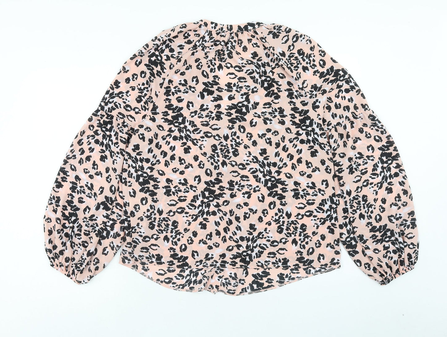 Et Vous Womens Pink Animal Print Polyester Basic Blouse Size 14 V-Neck - Leopard Print