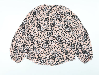 Et Vous Womens Pink Animal Print Polyester Basic Blouse Size 14 V-Neck - Leopard Print