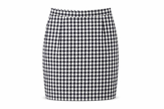 Preworn Womens Blue Check Polyester Straight & Pencil Skirt Size 28 in Zip