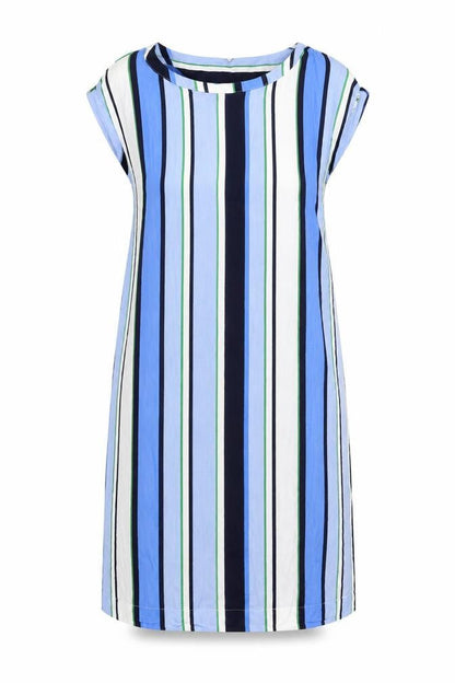Next Womens Blue Striped Viscose Shirt Dress Size 12 Round Neck Pullover
