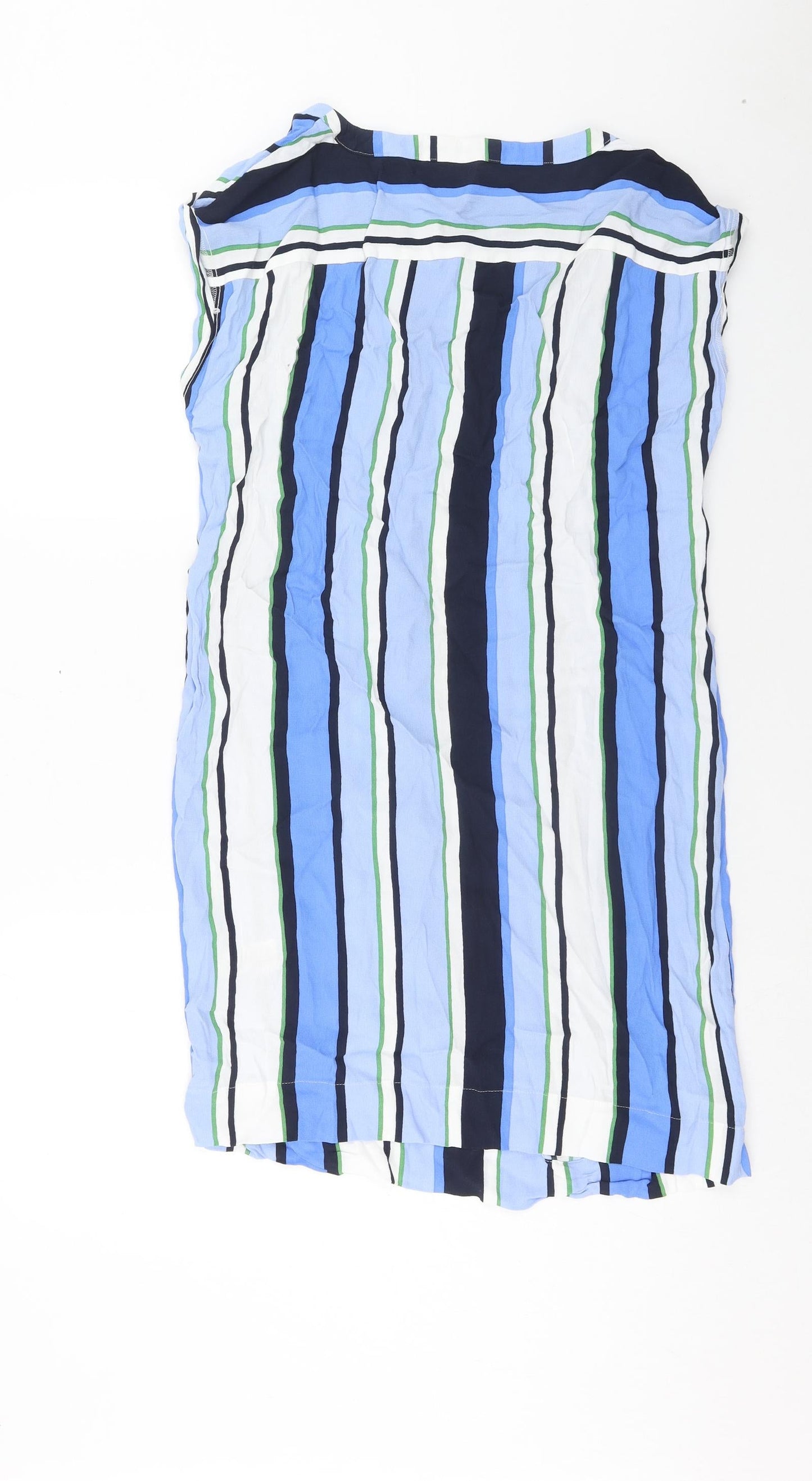 NEXT Womens Blue Striped Viscose Shirt Dress Size 12 Round Neck Pullover
