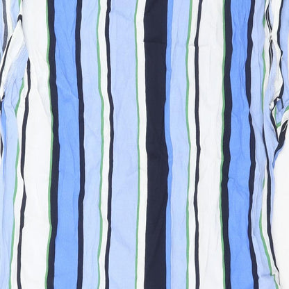 Next Womens Blue Striped Viscose Shirt Dress Size 12 Round Neck Pullover