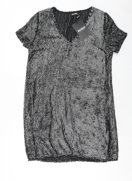 Missguided Womens Silver Polyester A-Line Size 10 V-Neck Pullover