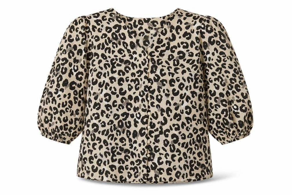 Marks & Spencer Womens Brown Animal Print Polyester Basic Blouse Size 10 V-Neck - Leopard Print