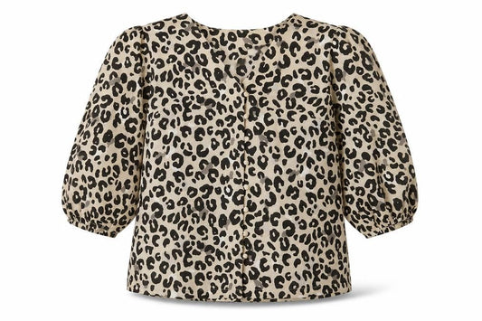 Marks and Spencer Womens Brown Animal Print Polyester Basic Blouse Size 10 V-Neck - Leopard Print