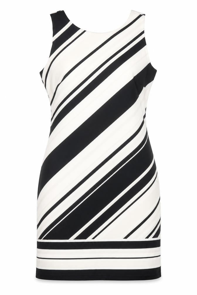 Wallis Womens White Striped Polyester Shift Size 12 Round Neck Zip