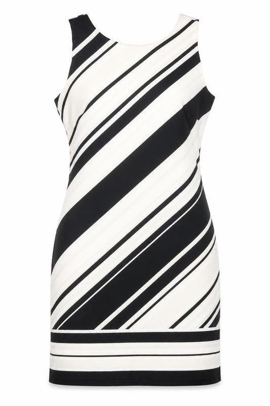 Wallis Womens White Striped Polyester Shift Size 12 Round Neck Zip