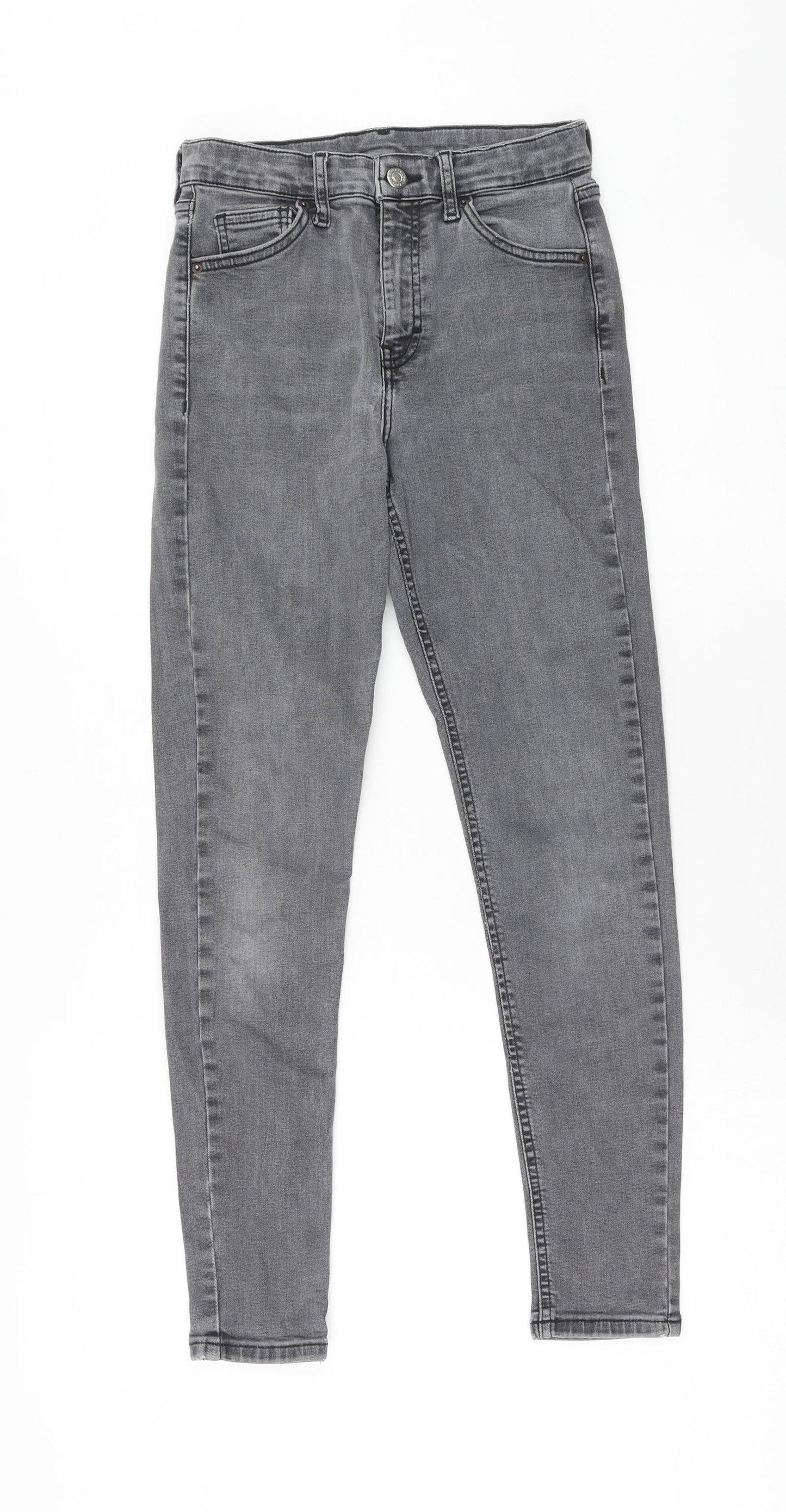 Topshop Womens Grey Cotton Skinny Jeans Size 26 in L32 in Regular Zip
