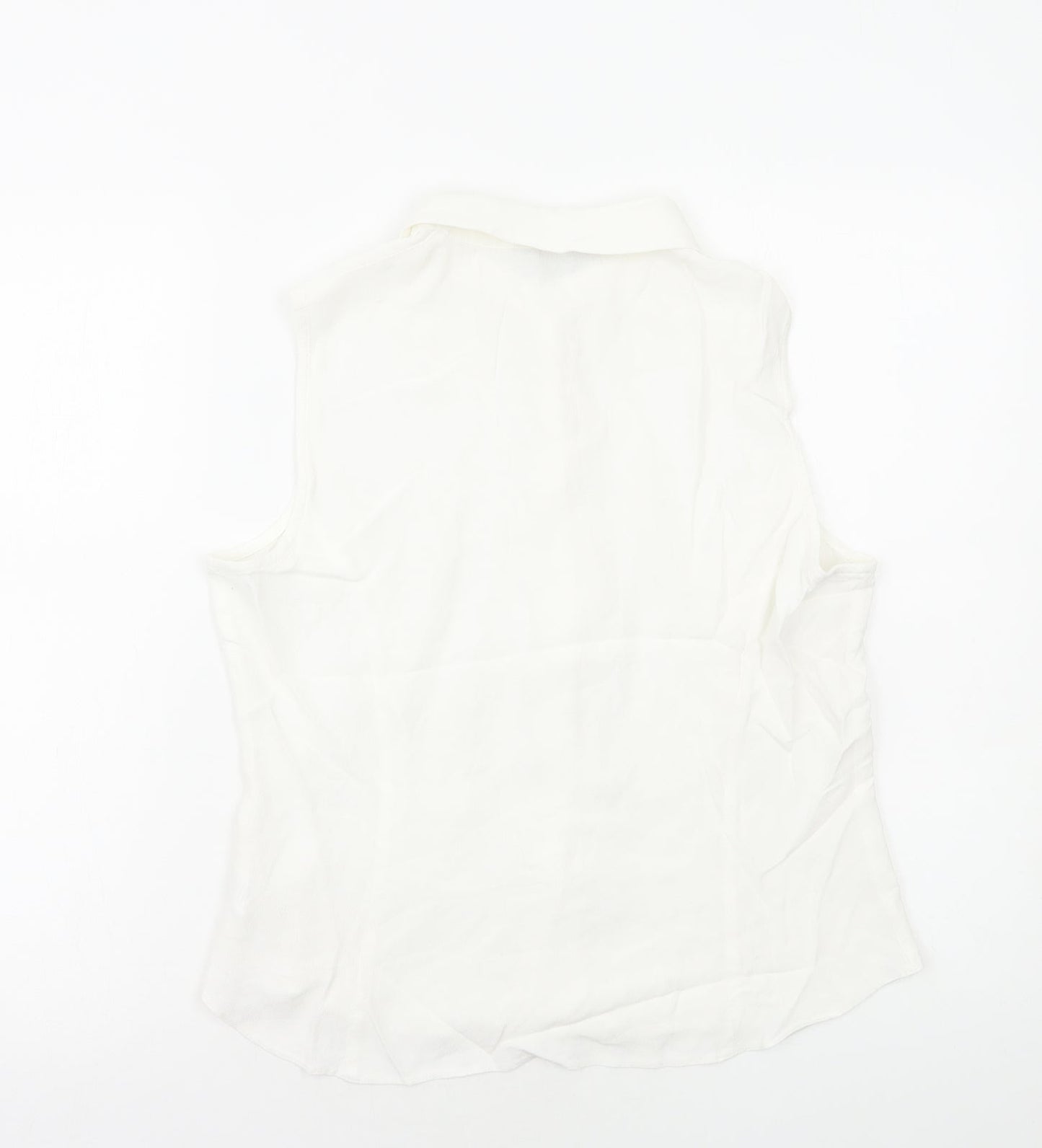 Debenhams Womens White Viscose Basic Button-Up Size 16 Collared