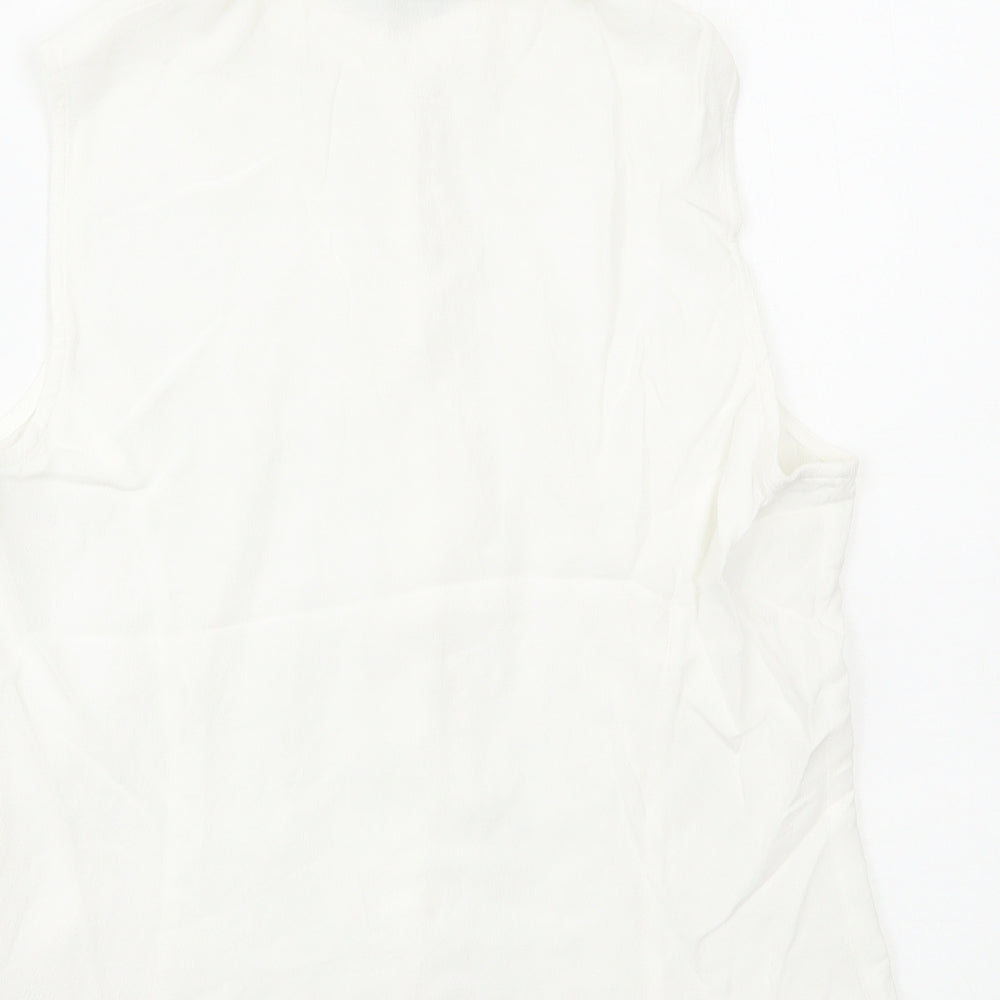 Debenhams Womens White Viscose Basic Button-Up Size 16 Collared