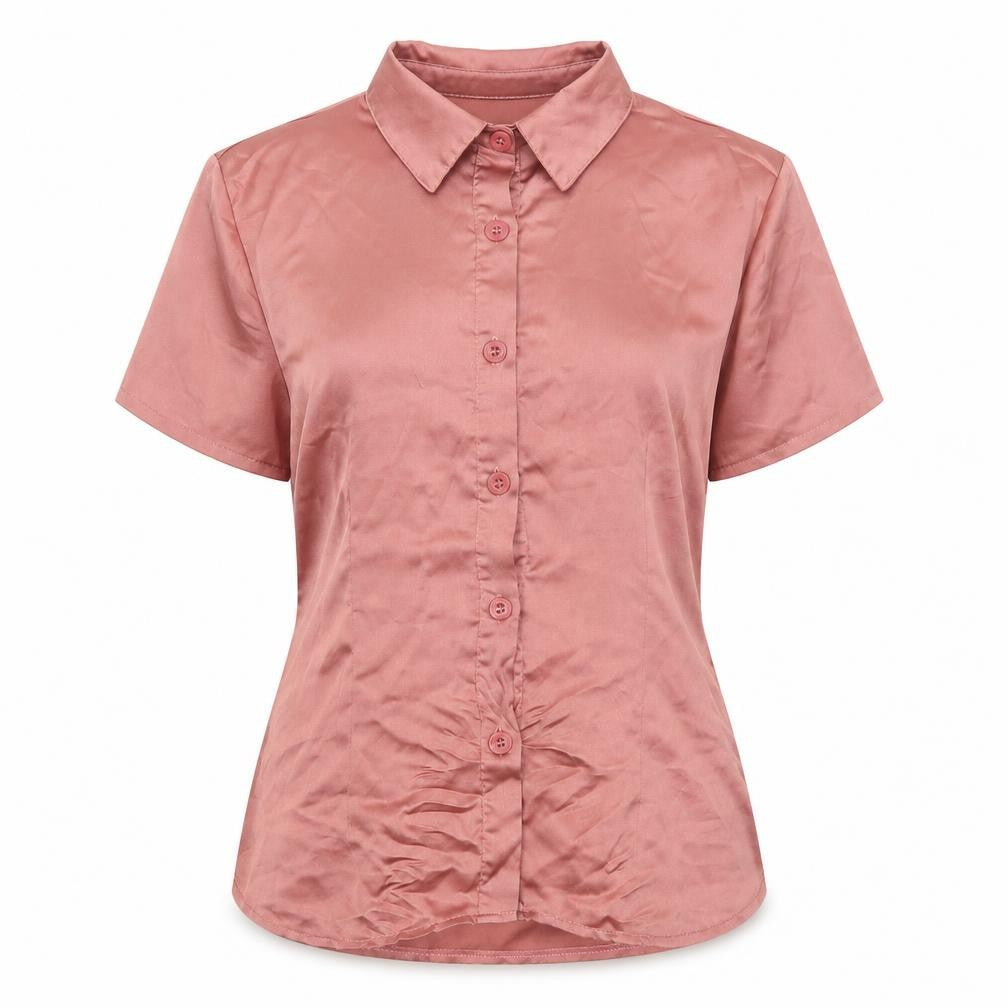 Boohoo Womens Pink Polyester Basic Button-Up Size 12 Collared