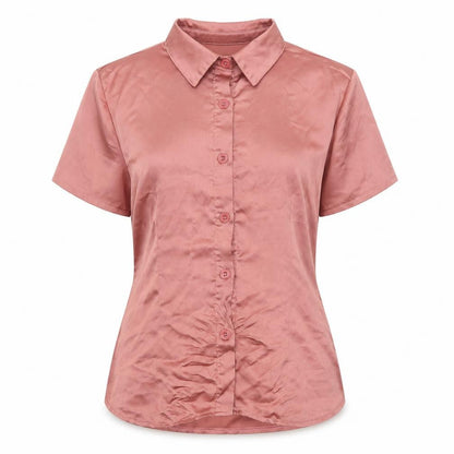 Boohoo Womens Pink Polyester Basic Button-Up Size 12 Collared