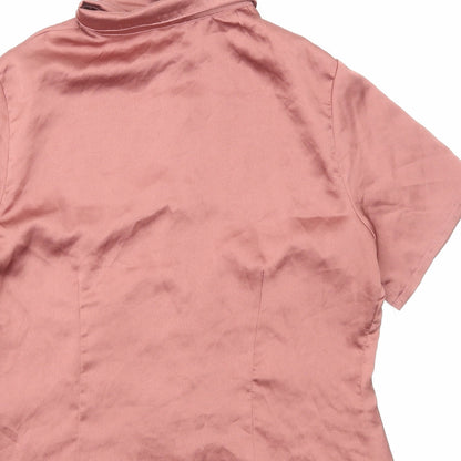 Boohoo Womens Pink Polyester Basic Button-Up Size 12 Collared
