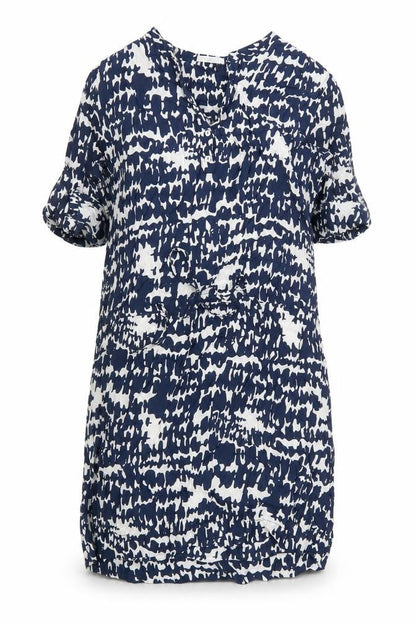 Aquariva Womens Blue Geometric Viscose Shift Size M V-Neck Pullover