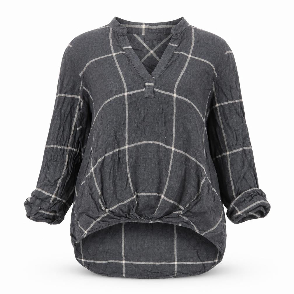 River Island Womens Grey Check Viscose Basic Blouse Size 10 V-Neck