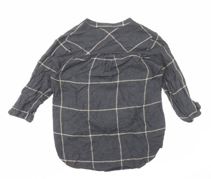River Island Womens Grey Check Viscose Basic Blouse Size 10 V-Neck
