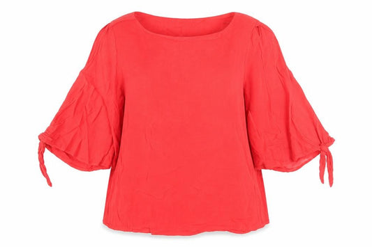 H&M Womens Red Polyester Basic Blouse Size 8 Round Neck