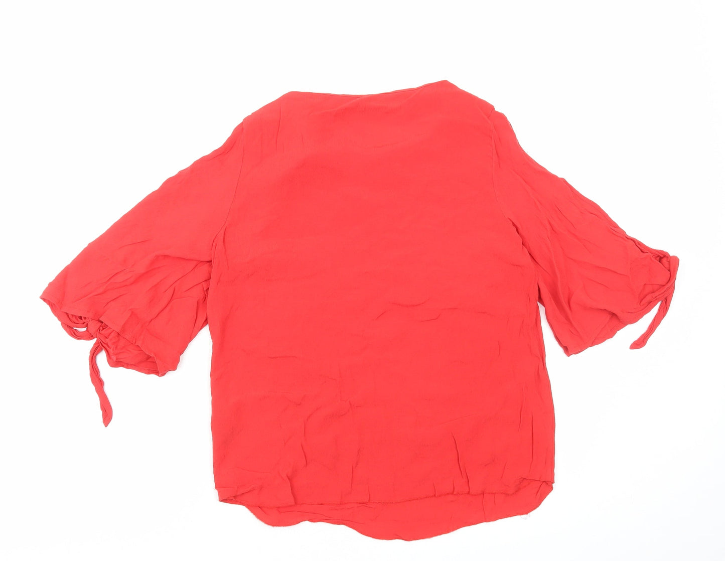 H&M Womens Red Polyester Basic Blouse Size 8 Round Neck