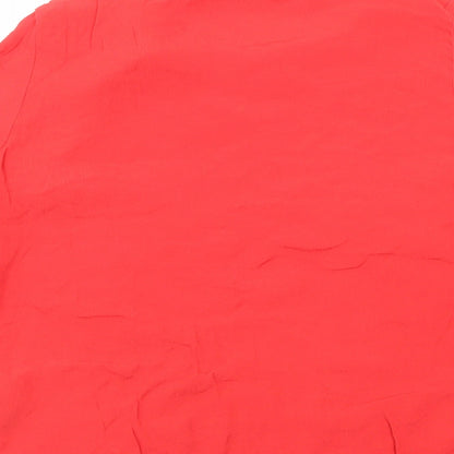 H&M Womens Red Polyester Basic Blouse Size 8 Round Neck