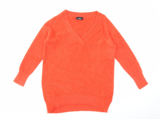 Wallis Womens Red V-Neck Polyamide Pullover Jumper Size S