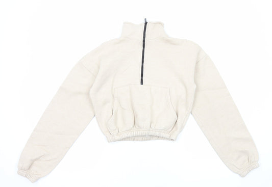 I SAW IT FIRST Womens Beige Cotton Pullover Sweatshirt Size 6 Pullover