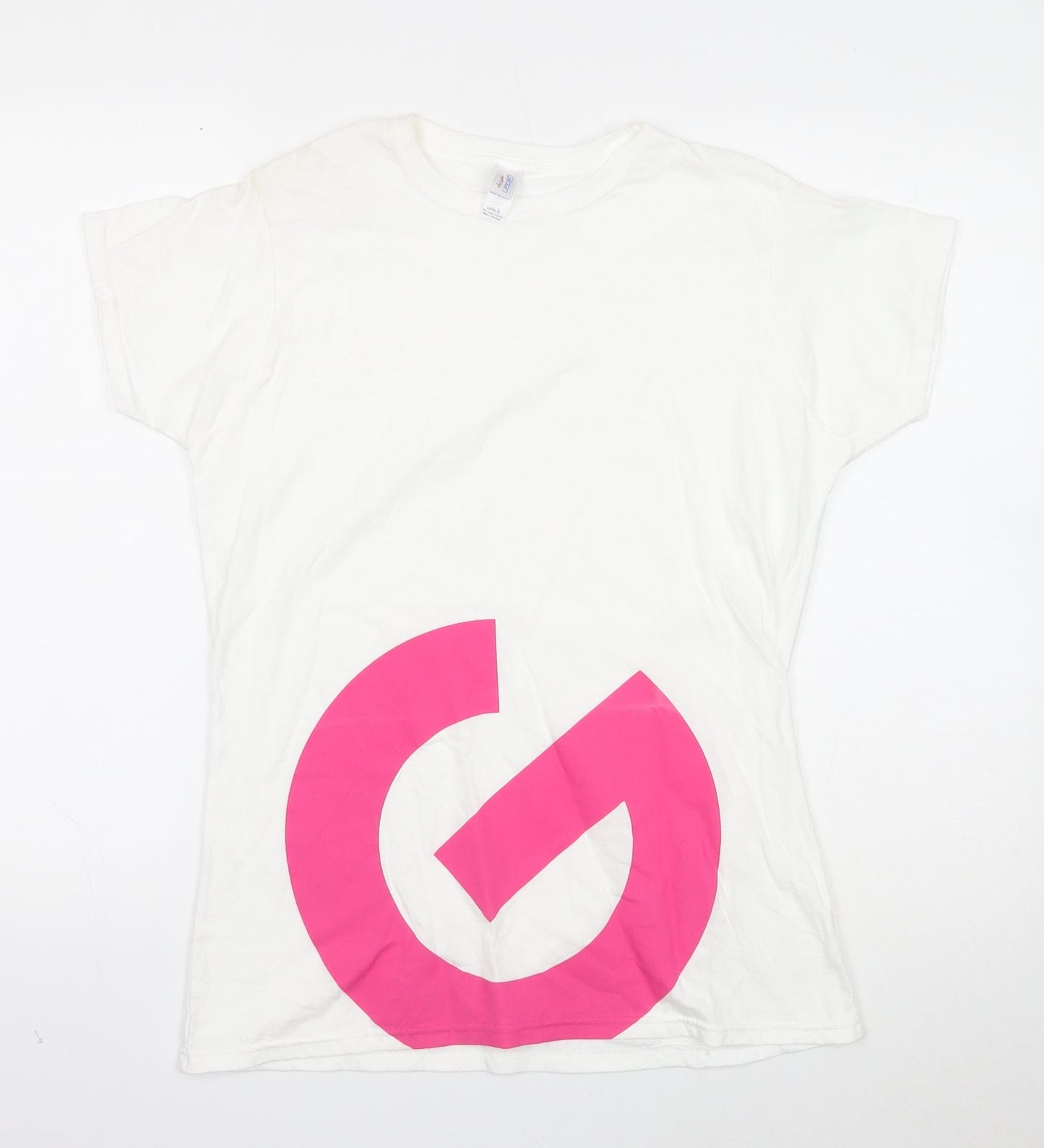 Gildan Womens White Cotton Basic T-Shirt Size XL Round Neck