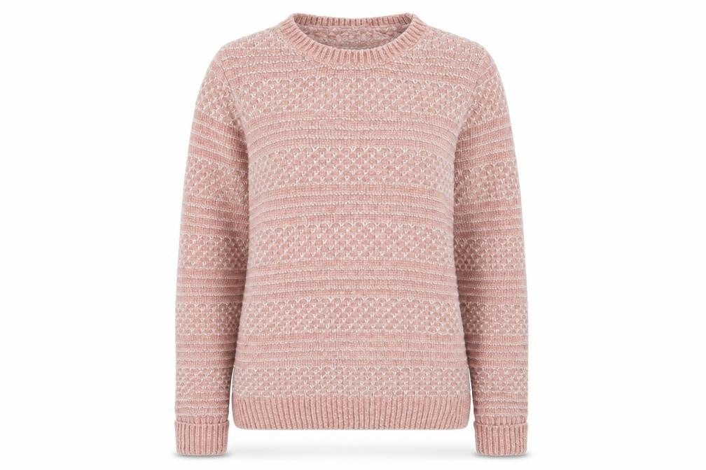 Preworn Womens Pink Round Neck Striped Polyester Pullover Jumper Size 8