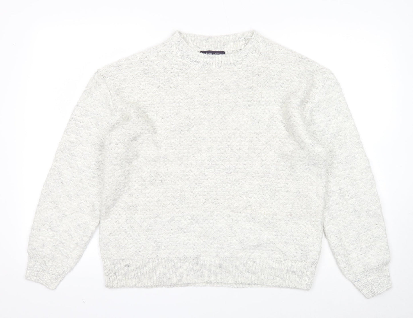 Marks and Spencer Womens Grey Round Neck Acrylic Pullover Jumper Size M