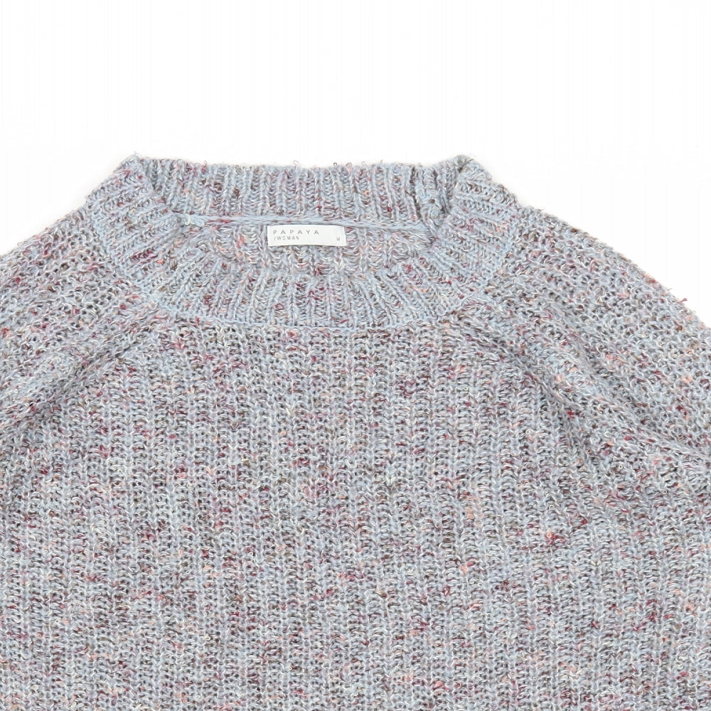 Papaya Womens Grey Scoop Neck Polyester Pullover Jumper Size M