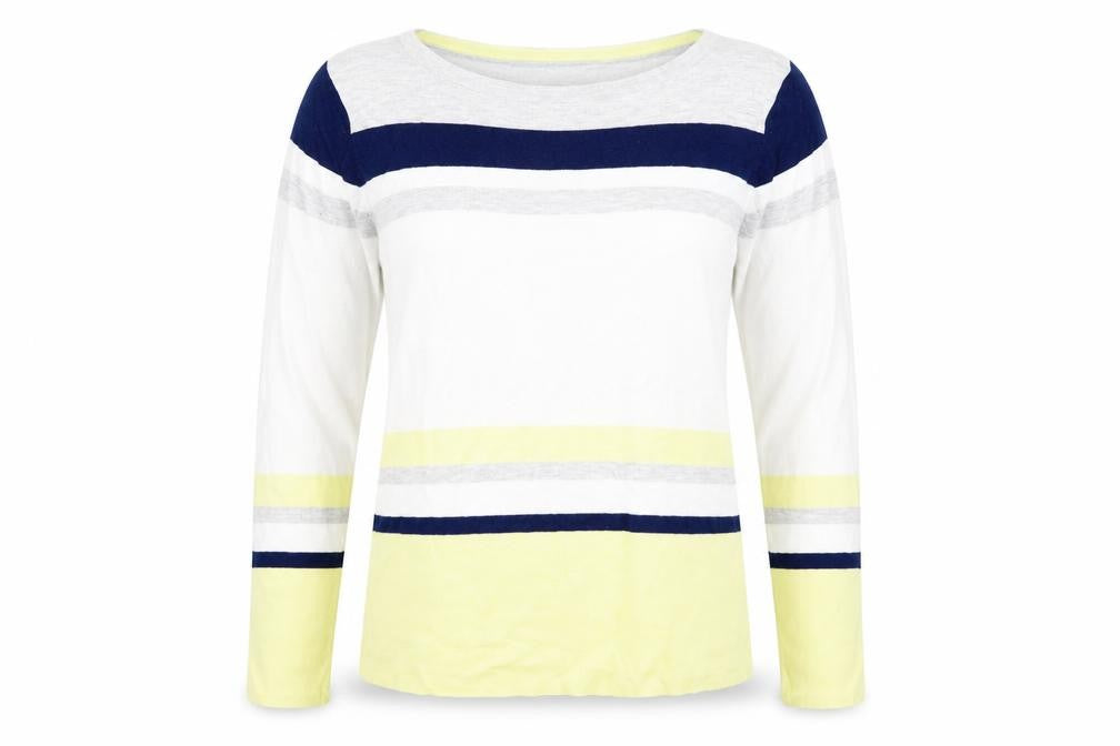 Marks & Spencer Womens Multicoloured Round Neck Striped Cotton Pullover Jumper Size 14