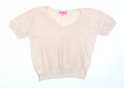 Next Womens Pink Scoop Neck Viscose Pullover Jumper Size 10