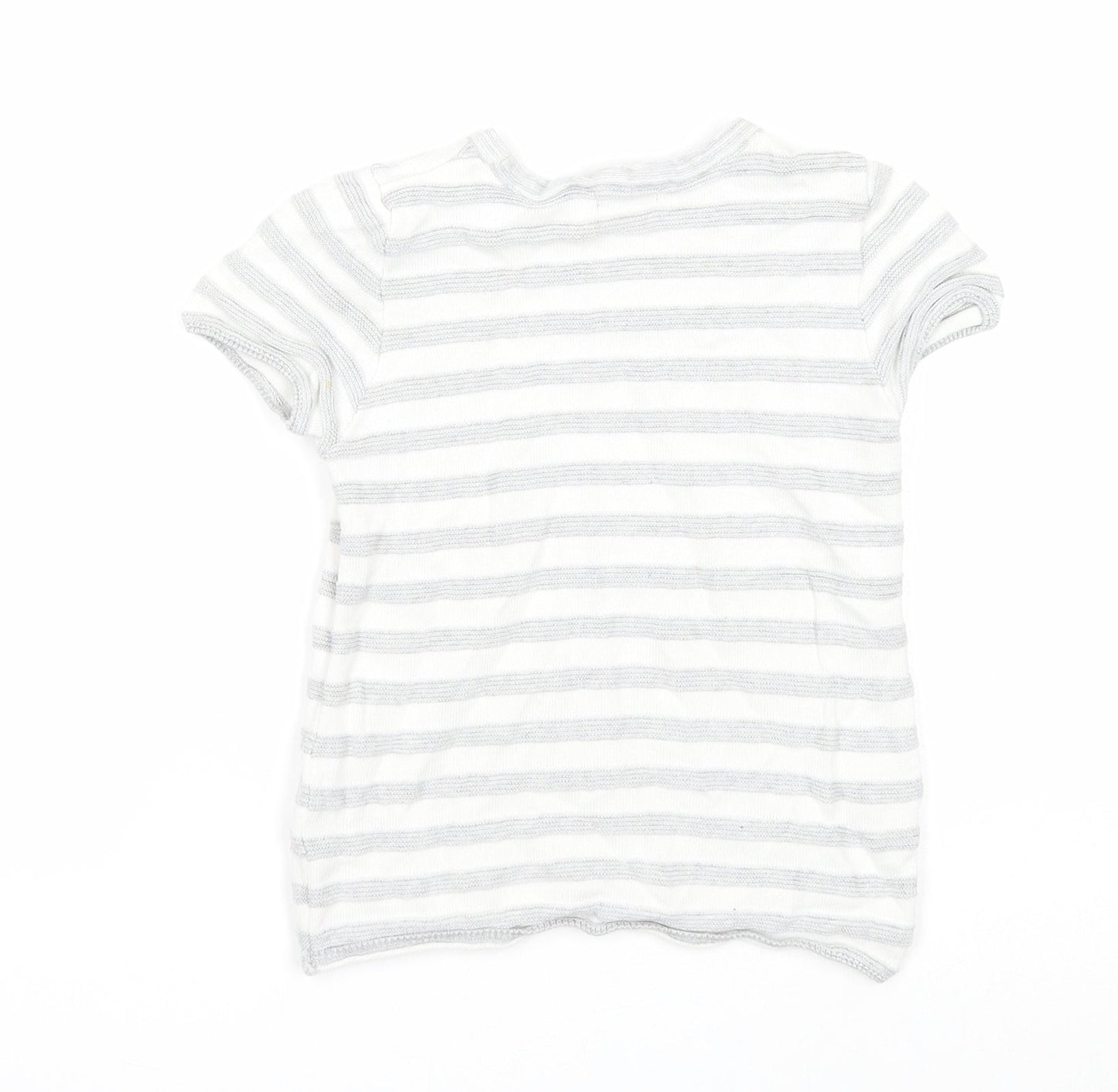 NEXT Boys White Round Neck Striped Cotton Pullover Jumper Size 2-3 Years Pullover