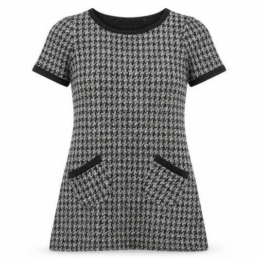 NEXT Womens Black Geometric Acrylic Shift Size 6 Boat Neck Pullover