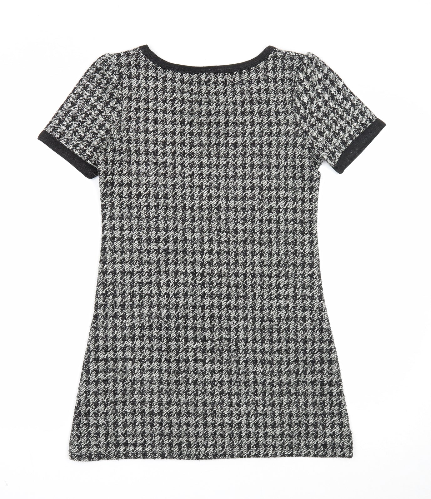 NEXT Womens Black Geometric Acrylic Shift Size 6 Boat Neck Pullover