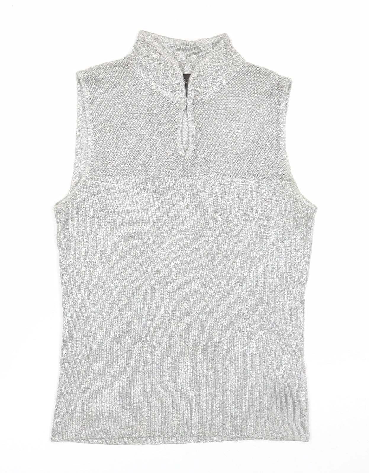 E'sensual Womens Grey Acetate Basic Tank Size M Mock Neck
