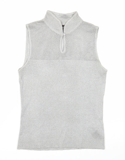 E'sensual Womens Grey Acetate Basic Tank Size M Mock Neck