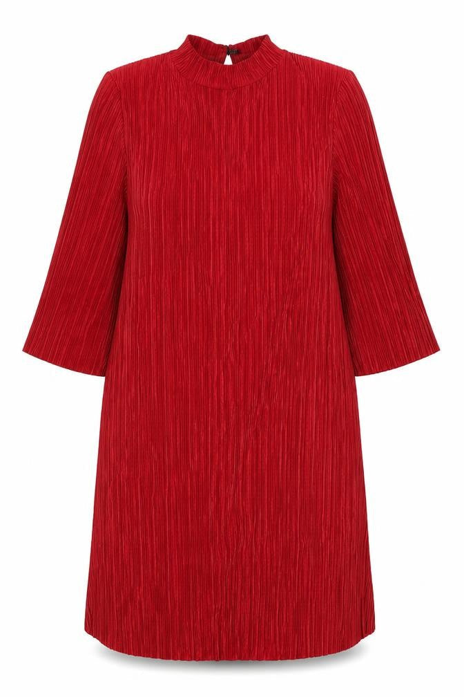 Boohoo Womens Red Polyester A-Line Size 12 Mock Neck Button