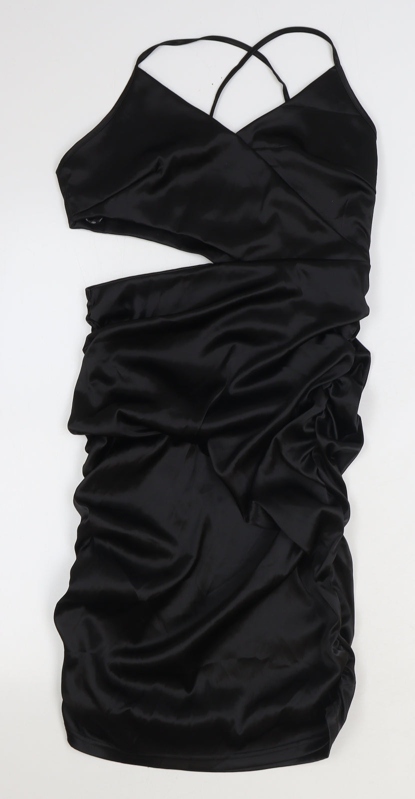 Missguided Womens Black Polyester Bodycon Size 10 V-Neck Zip