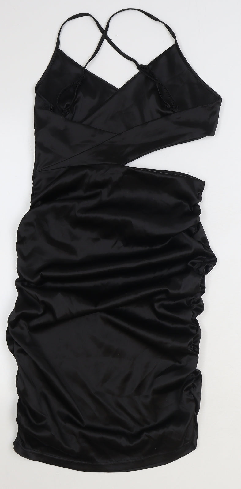 Missguided Womens Black Polyester Bodycon Size 10 V-Neck Zip
