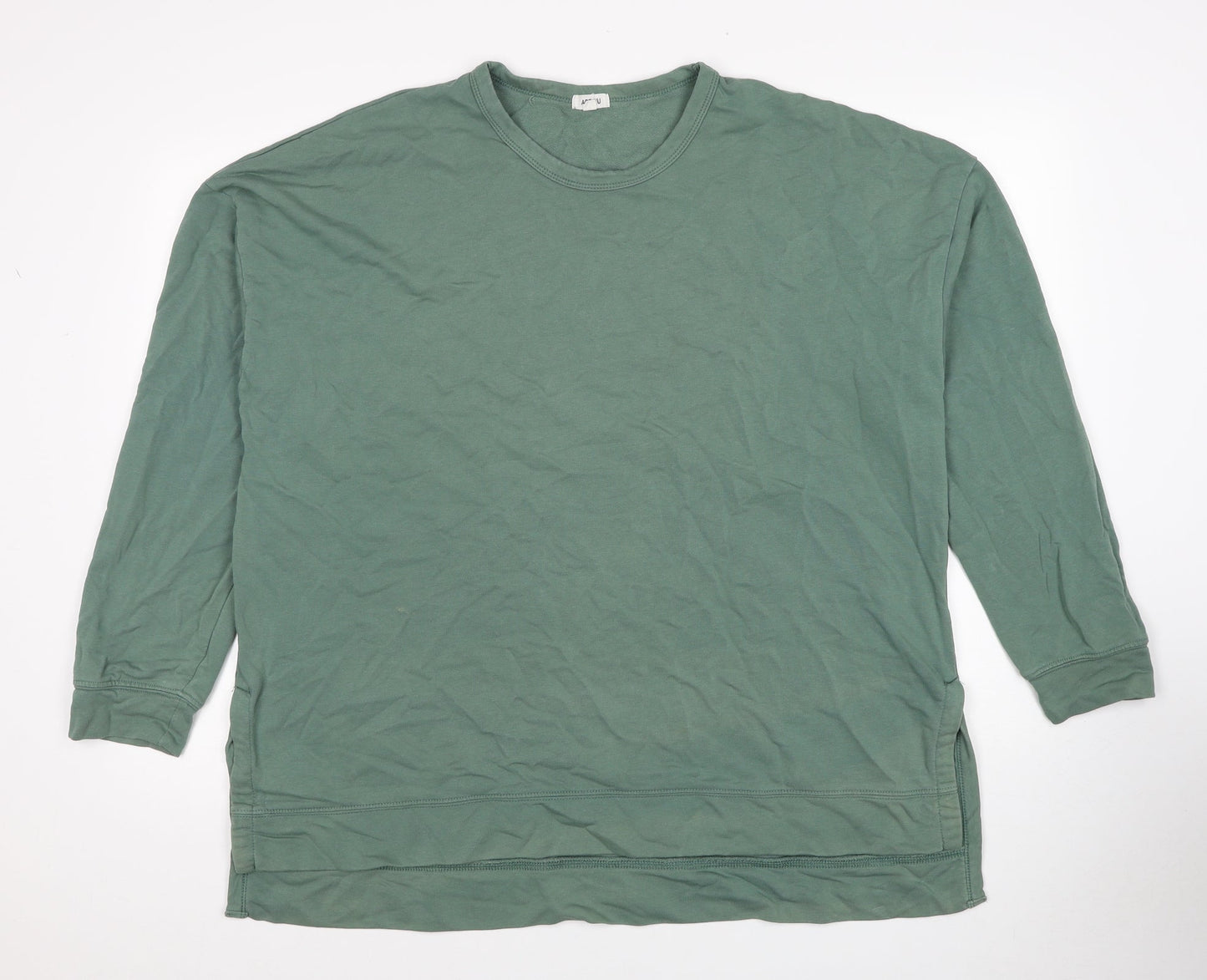 Apeiyu Womens Green Cotton Pullover Sweatshirt Size 2XL Pullover