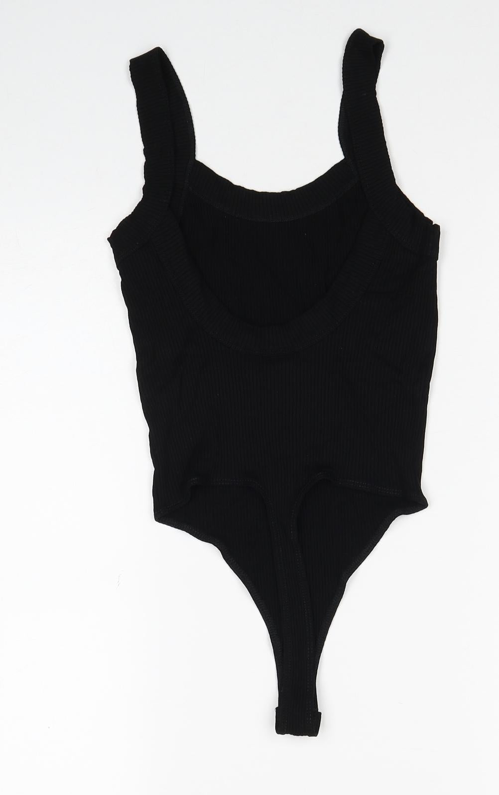 ASOS Womens Black Viscose Bodysuit One-Piece Size 6 Snap