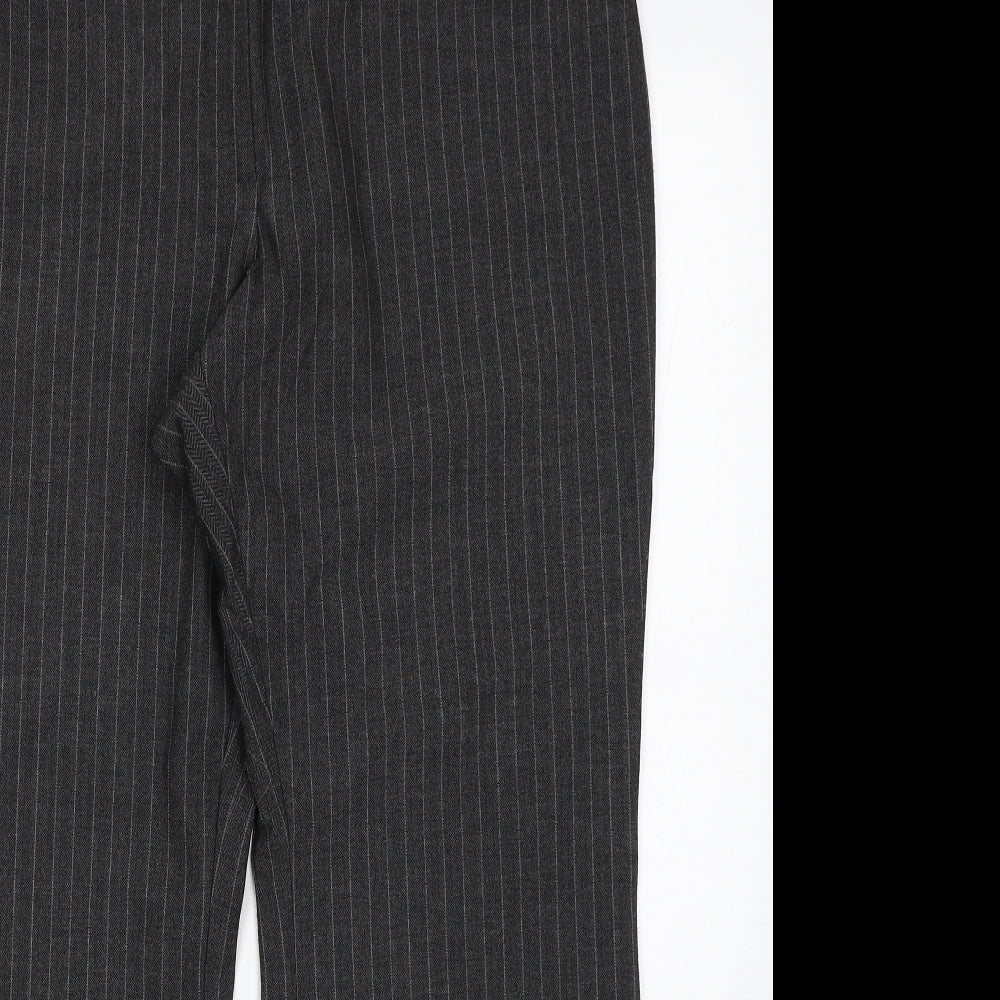 Marks and Spencer Womens Grey Striped Polyester Dress Pants Trousers Size 18 Regular Zip